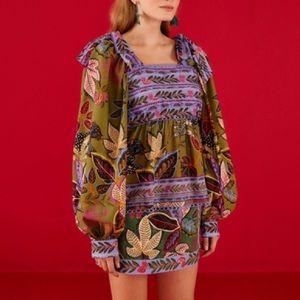 FARM RIO Wild Jungle Green Blouse XL NWT